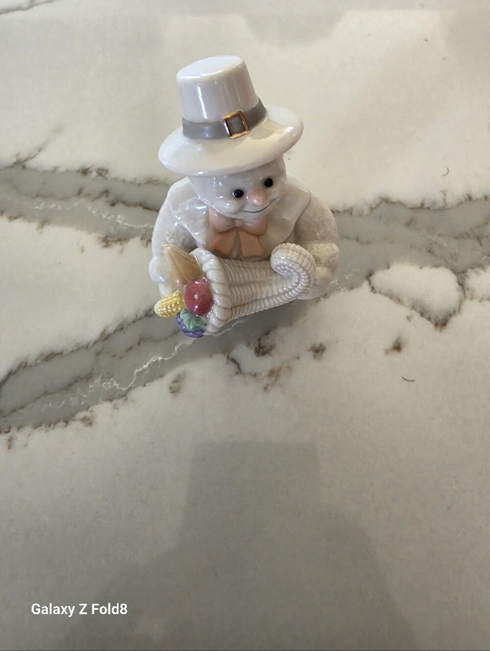 Lenox Thanksgiving Pilgrim Snowman Figurine Ivory Fine China Gold Trim 2000